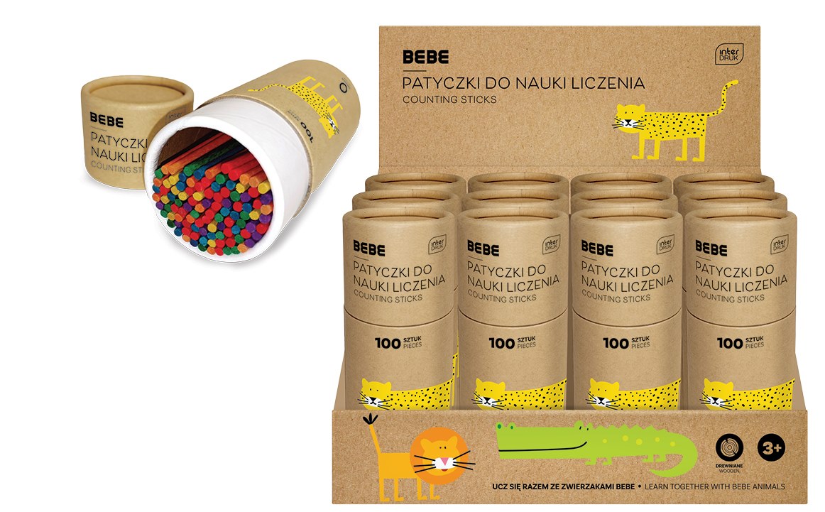 Patyczki drewniane do nauki liczenia (100) BB Kids Interdruk